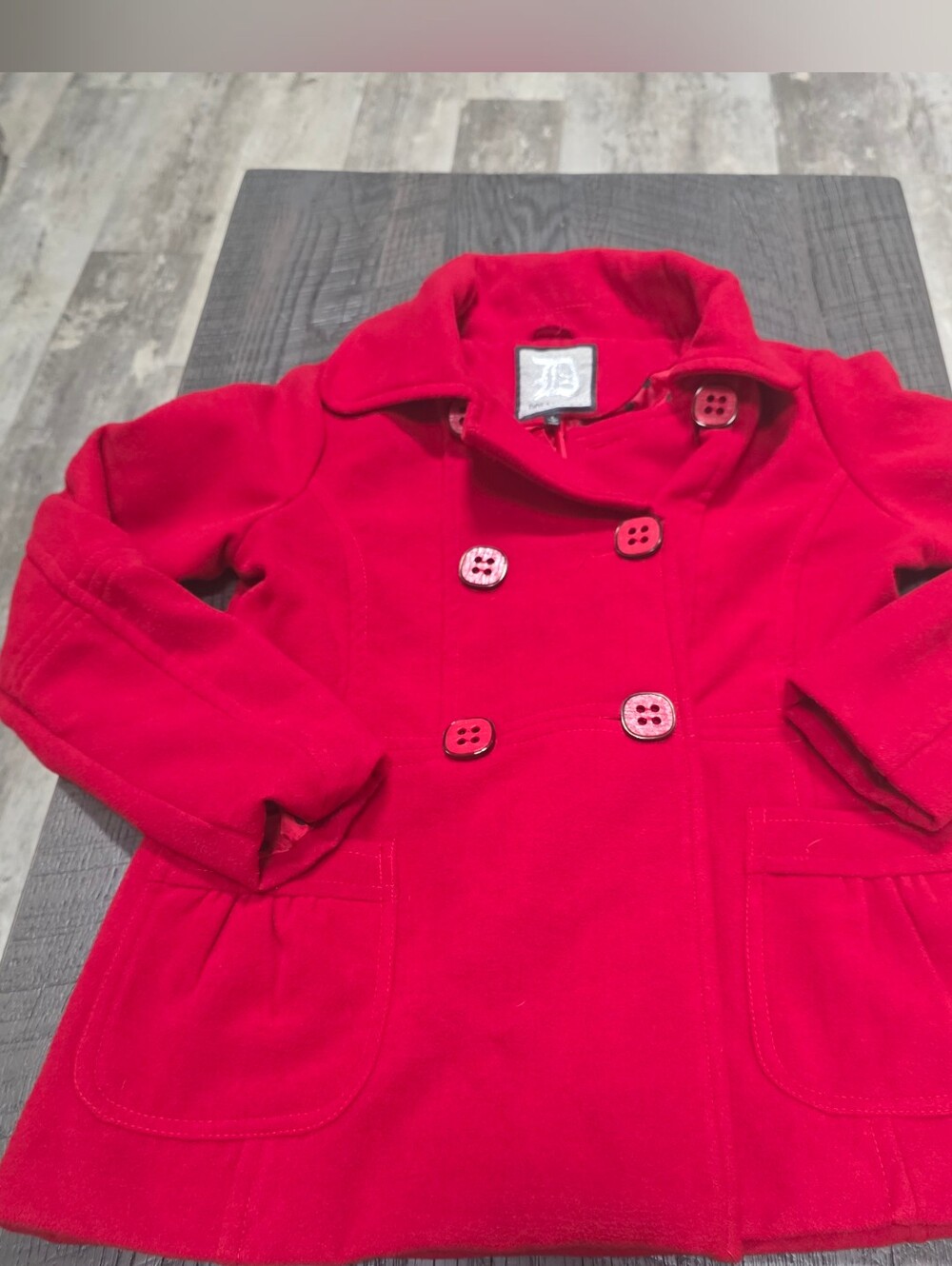 Dollhouse Womens Red Double-Breasted Peacoat Size : Large - Picture 2 of 8